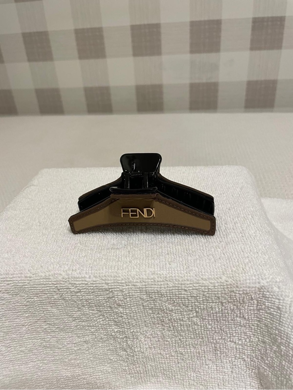 Fendi Black & Brown Logo Hair Claw